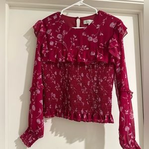 Floral print burgundy blouse